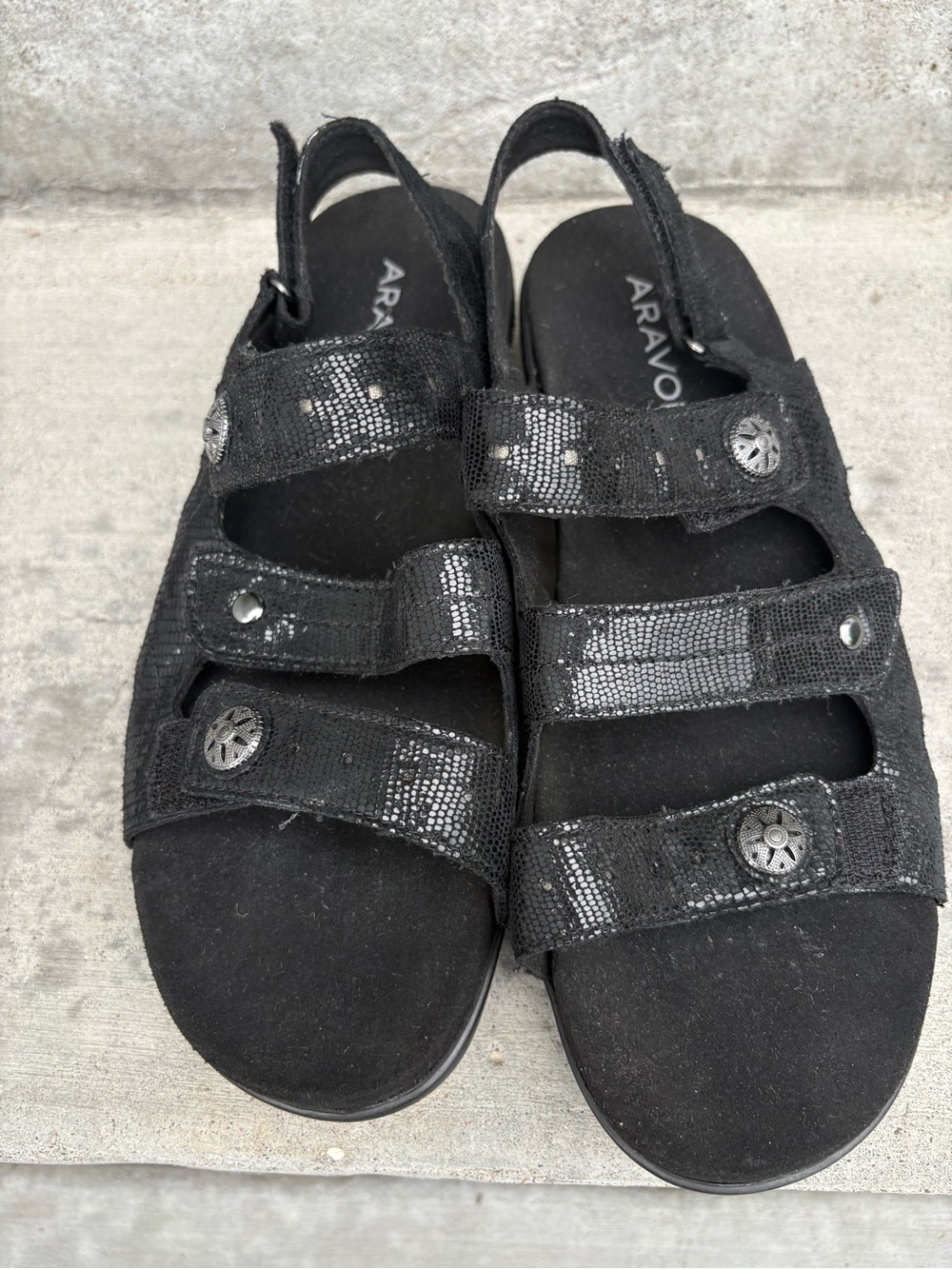 Aravon PC Three Strap Black Sandals Size 8 B - Picture 6 of 9